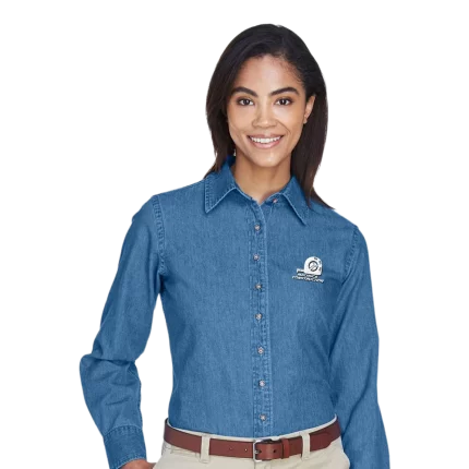 Camisa Harriton Dama Manga Larga Denim